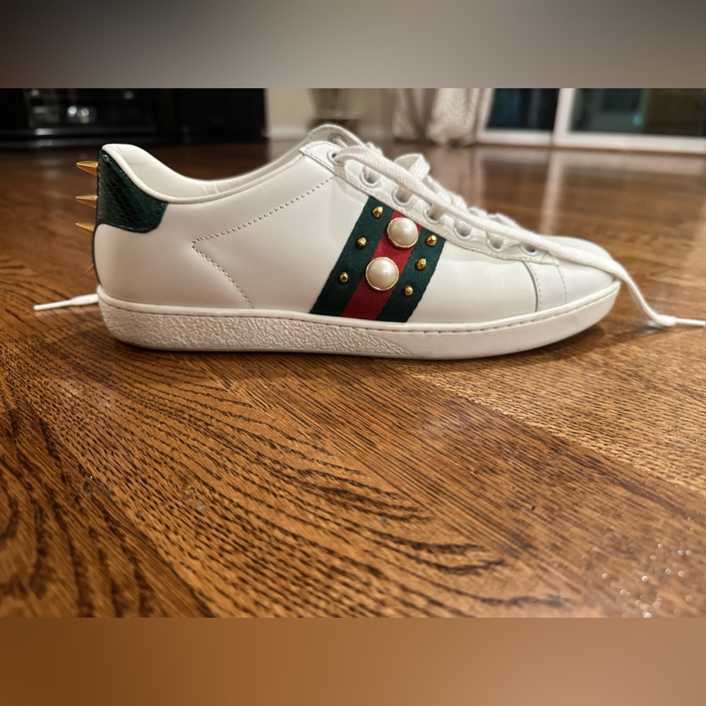 Gucci ACE pearl and studded sneakers